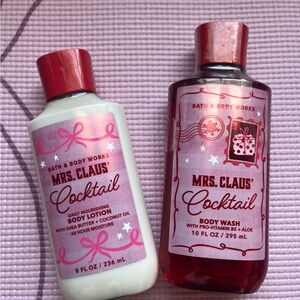Bath & Body Works Mrs. Claus' Cocktail Body Wash and Lotion - Red and White